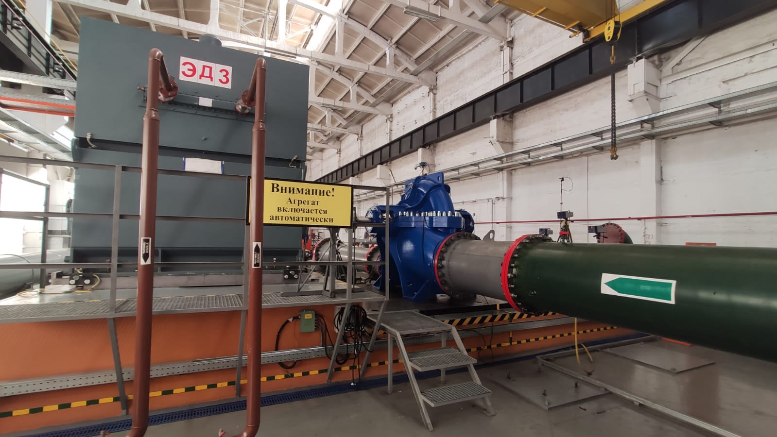 Tests of double inlet pump D-DGN-6300-80-750 series with a special rotor – Flow – 6300 m3/h, Head – 58 m, Power – 1103 kW, NPSHr – 7.5 m, n=750 rpm, EFF – 90.1%